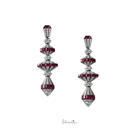 Lantern Emerald and Diamond Earrings