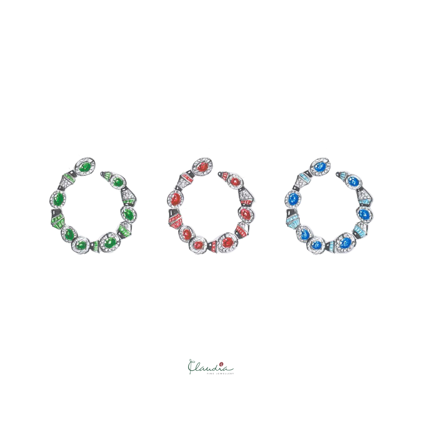 Gatsby Ruby Hoop Earrings