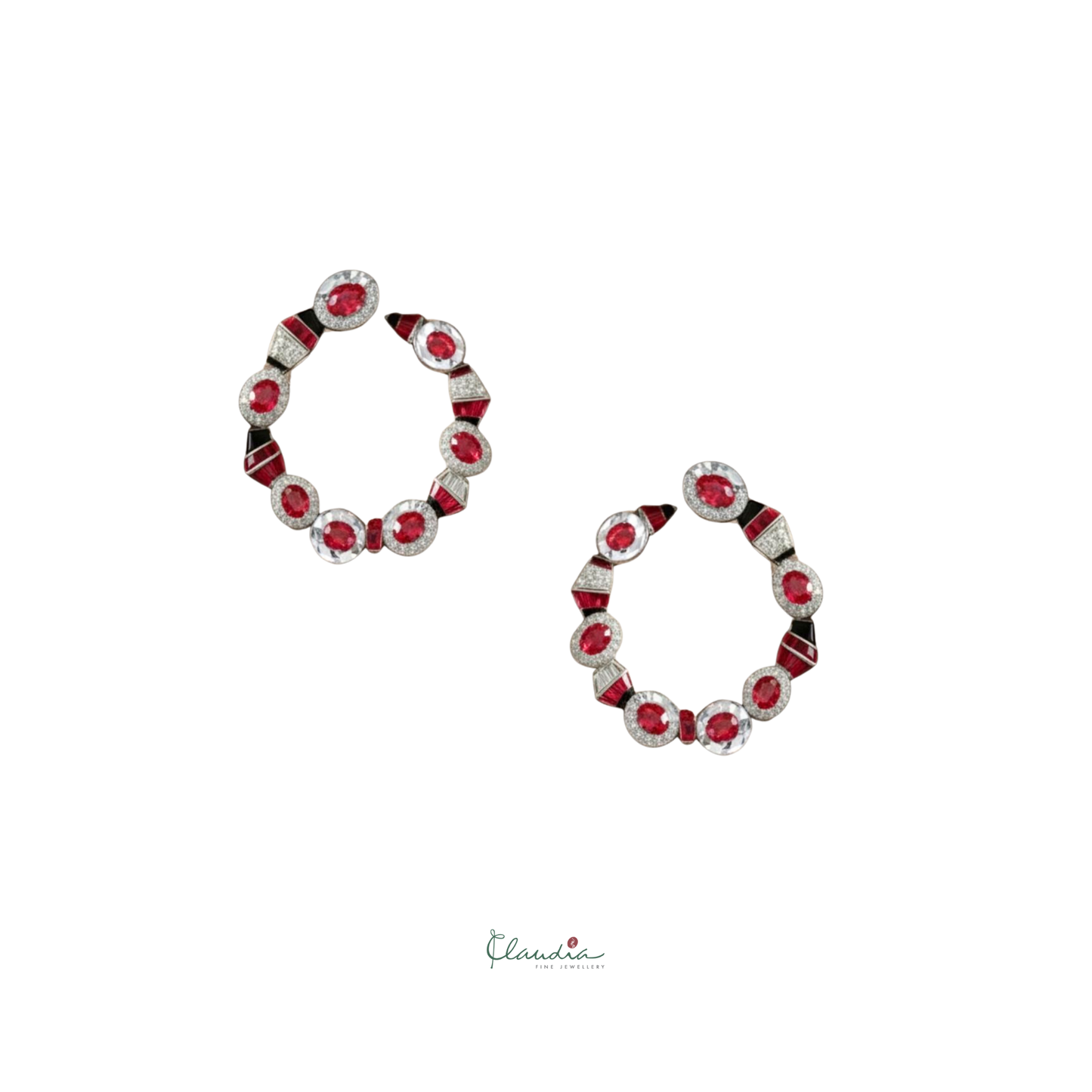 Gatsby Ruby Hoop Earrings