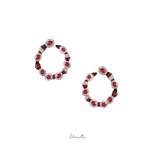 Gatsby Ruby Hoop Earrings