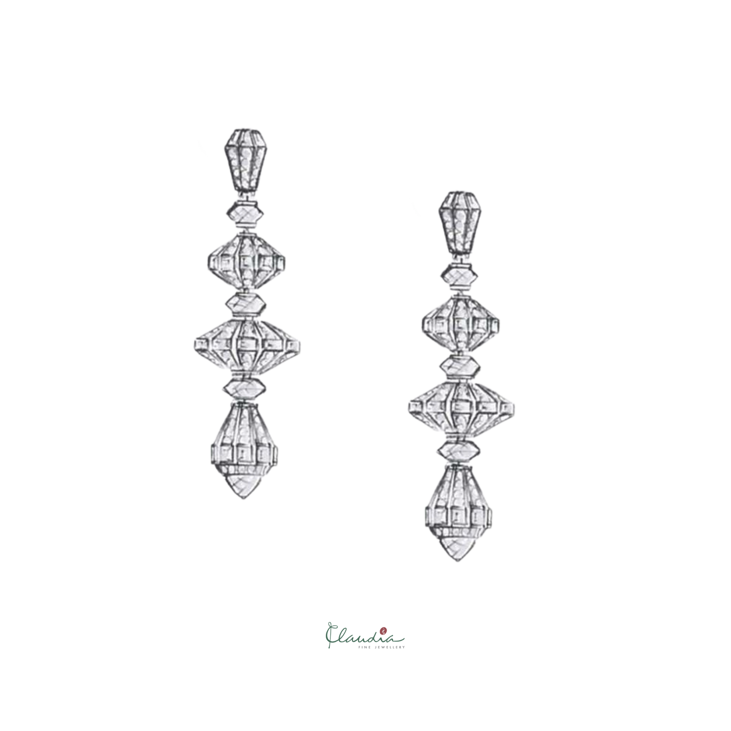 Lantern Emerald and Diamond Earrings