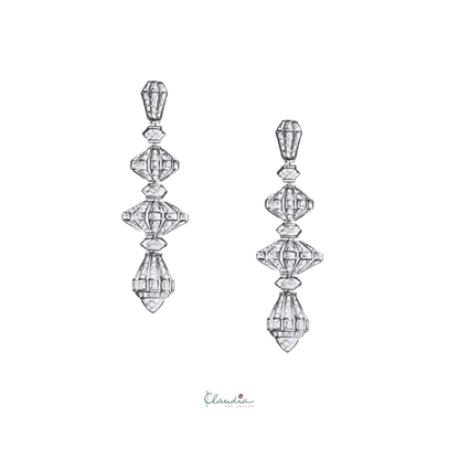 Lantern Emerald and Diamond Earrings