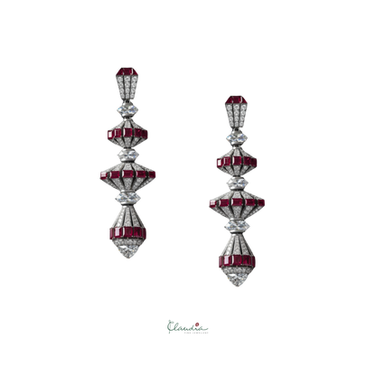 Lantern Emerald and Diamond Earrings