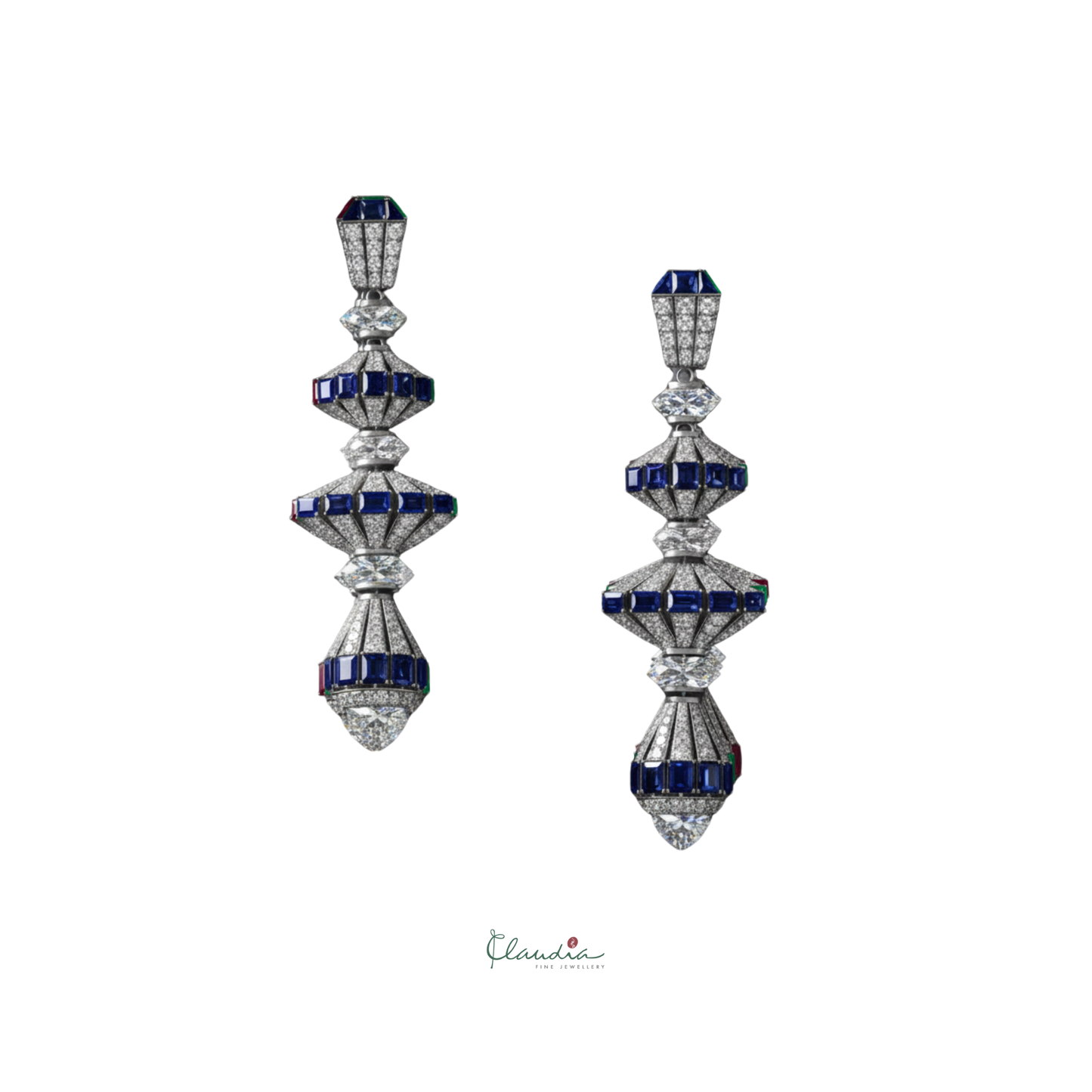 Lantern Emerald and Diamond Earrings