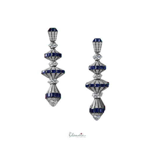 Lantern Emerald and Diamond Earrings