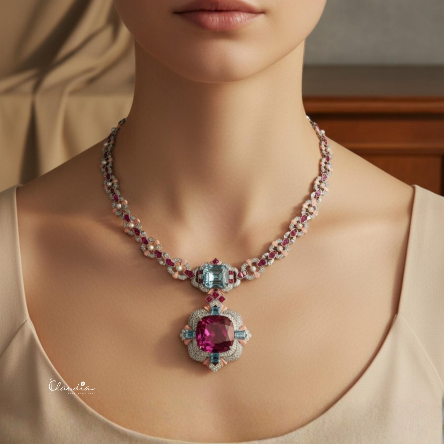 Crown Jewels Inspired Rubellite Necklace