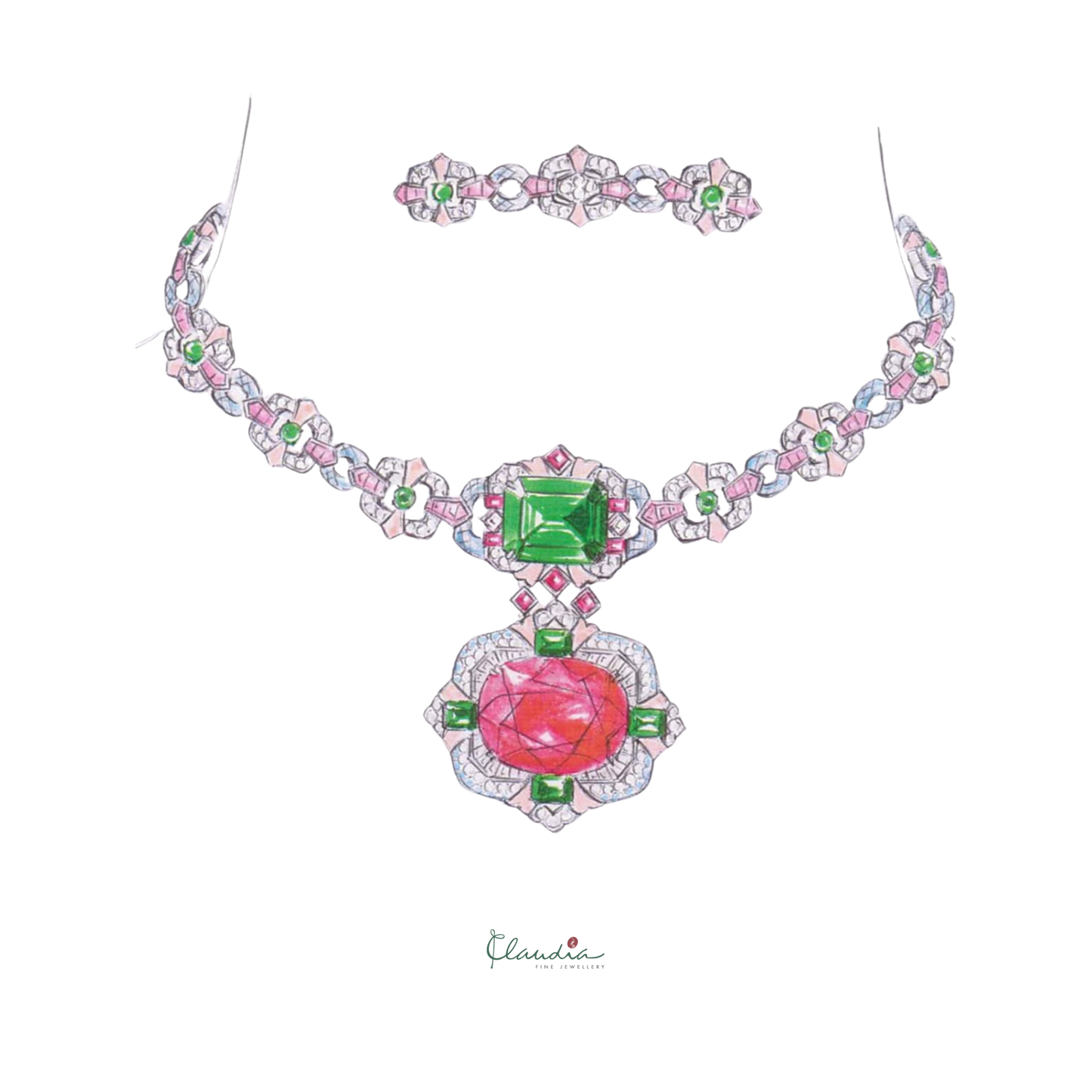 Crown Jewels Inspired Rubellite Necklace