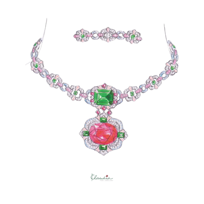 Crown Jewels Inspired Rubellite Necklace